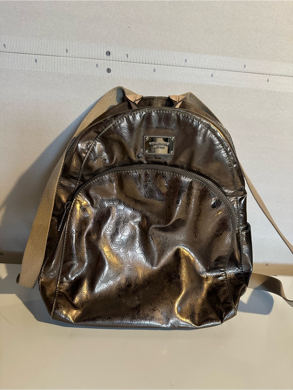 Michael Kors Metallic Brown Logo Backpack